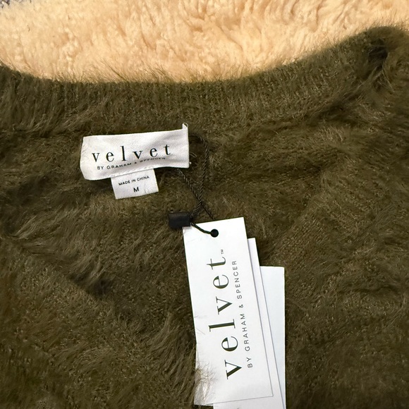 Velvet by Graham & Spencer Olive Green Fuzzy Cardigan - Picture 3 of 4